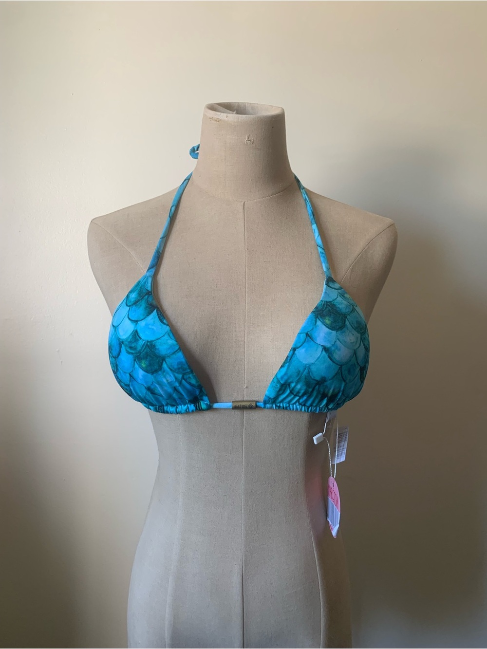 Maretoa Blue Mermaid Scale Triangle Bikini Top